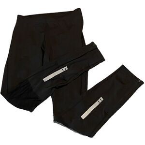 H&M Sport Wm’s Sz Med Black Lime Green Inside Tie Reflective Running Leggings